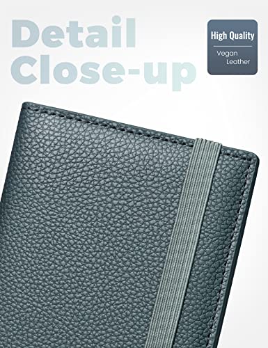 Image of Yarnic Checkbook Cover for Personal Checkbook, Checkbook Holder with Pen Holder & Built-in Clear Plastic Divider for Duplicate Checks (Grey Green)