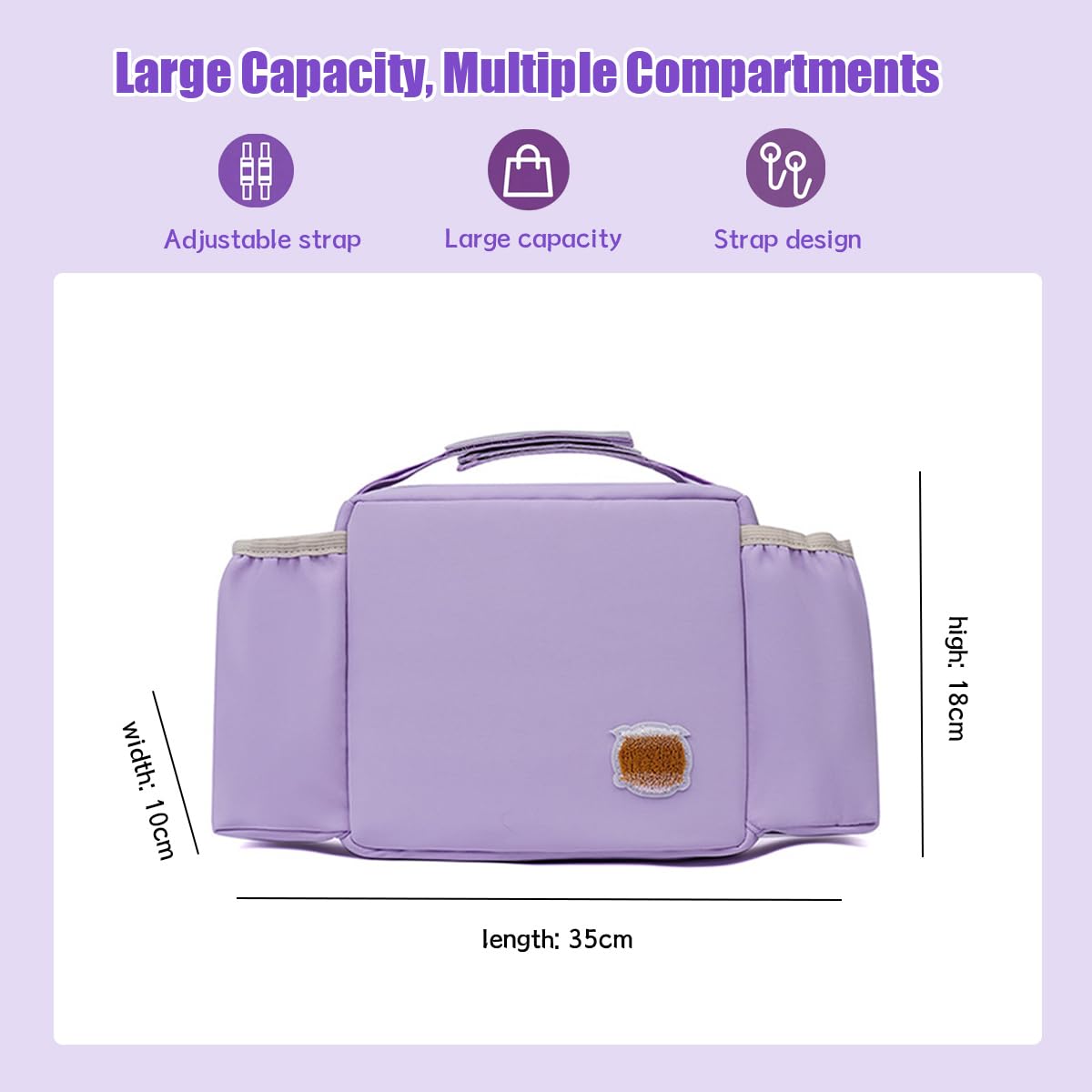 Pram Organiser, Pushchair Organiser Equipped with A Bottle Pouch and Tissue Dispenser - Image 2