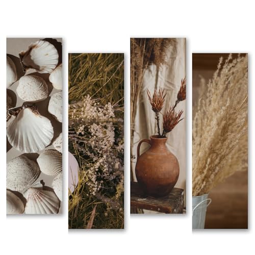 Image of RADIQORE Set of 4 Wall Decor for Living Room - Boho Aesthetic Wall Hangings for Home /Wall Decoration /Art With Double Tape (Aesthetic)