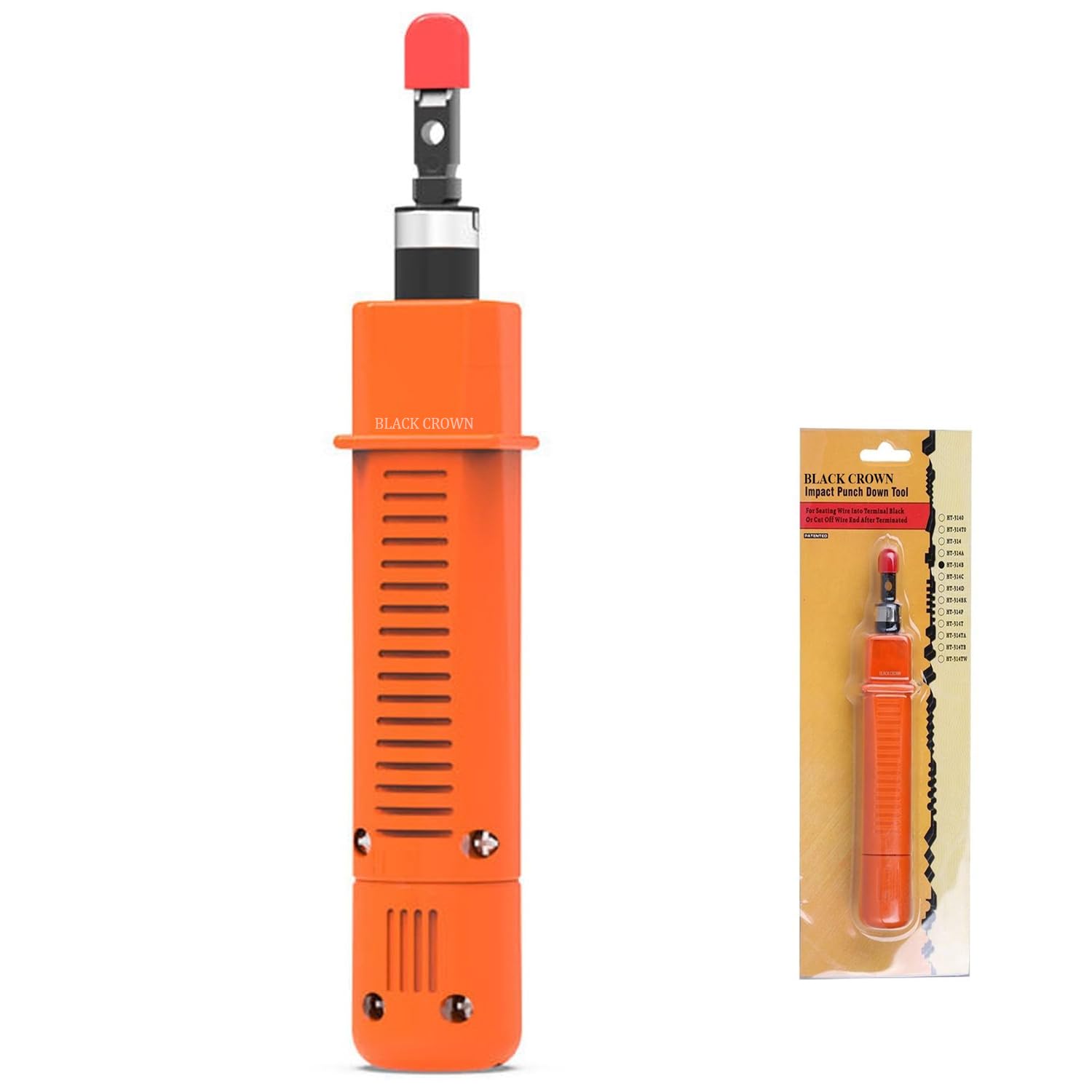 BLACK CROWN Wire Punching Tool, Cable Stripper & Punching Pliers for Network Modules & Adjustable Impact Multi-Function Punch Down Tool Stripping Cutter for All Types of 110 Modules (Orange)-image-37