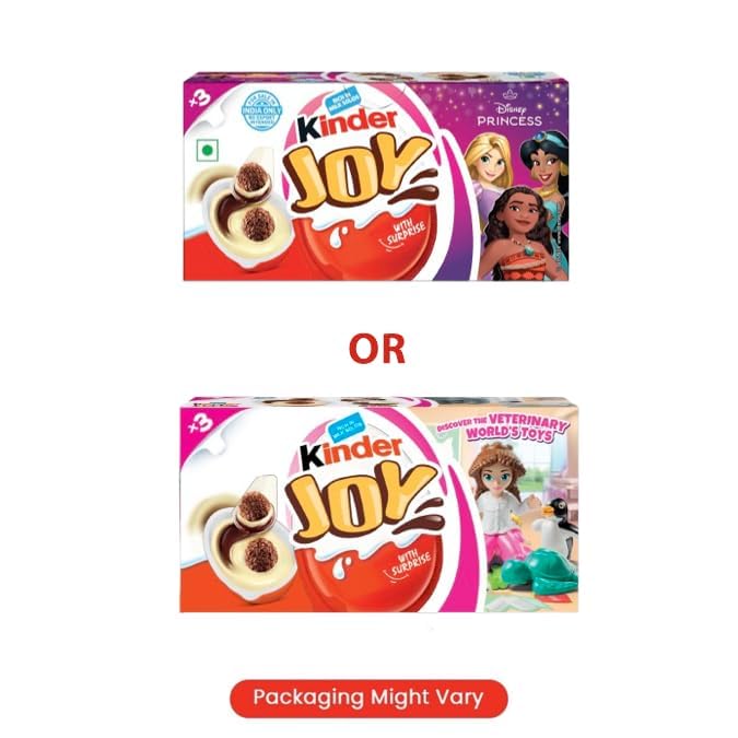 Image of Kinder Joy Chocolate Eggs with Surprise Toy, Discover the Veterinary World Toy With Girls Cinderella 3 Pack, 60g From DECADENT FOODS