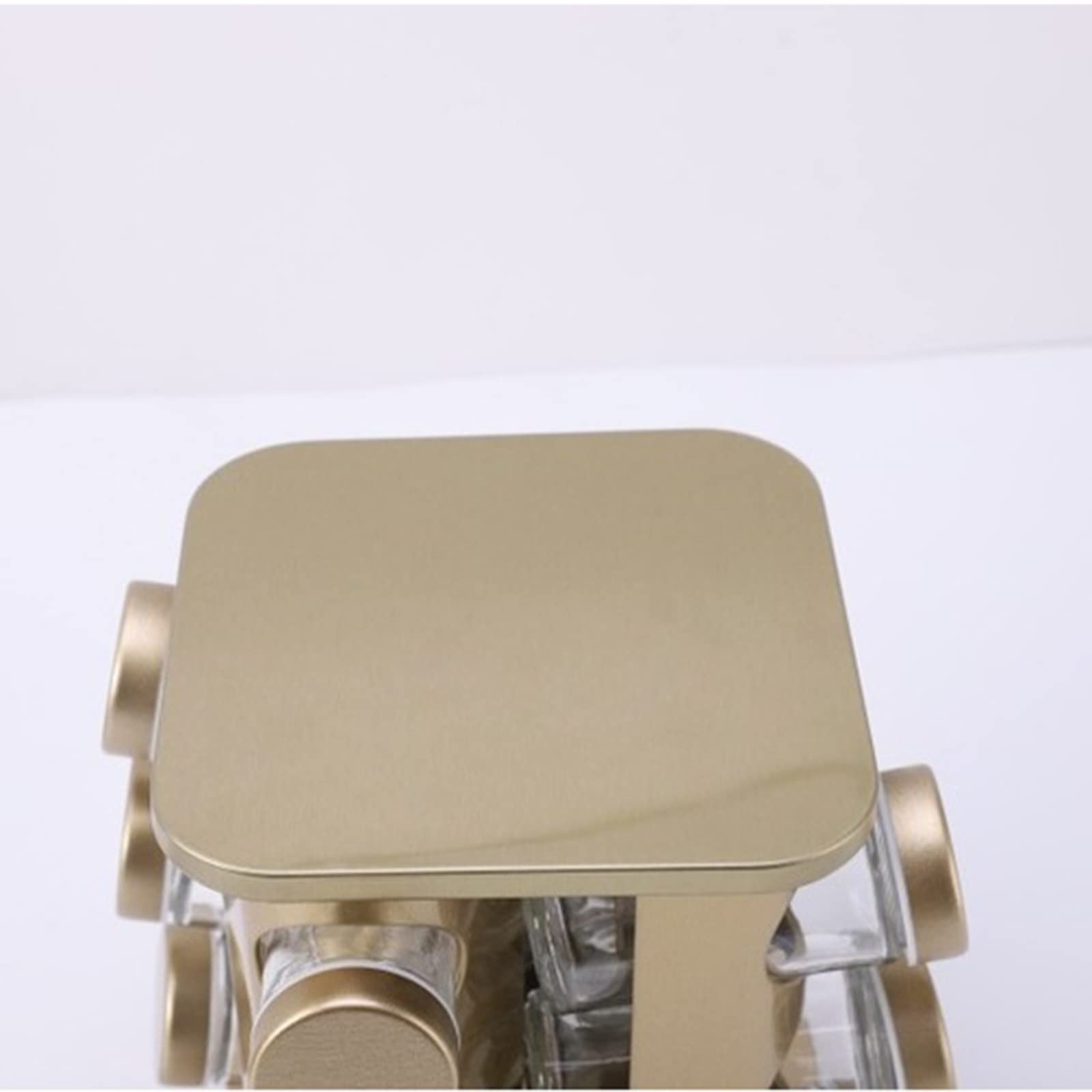 Portaspezie nizer con scatola per condimenti di grande capacità e dispenser di cibo secco, soluzione per conservare barattoli e bottiglie di condimento, design rotondo color oro champagne