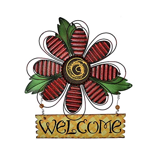 Metal Flower Welcome Signs for Outside Hanging Wall Art Plaque