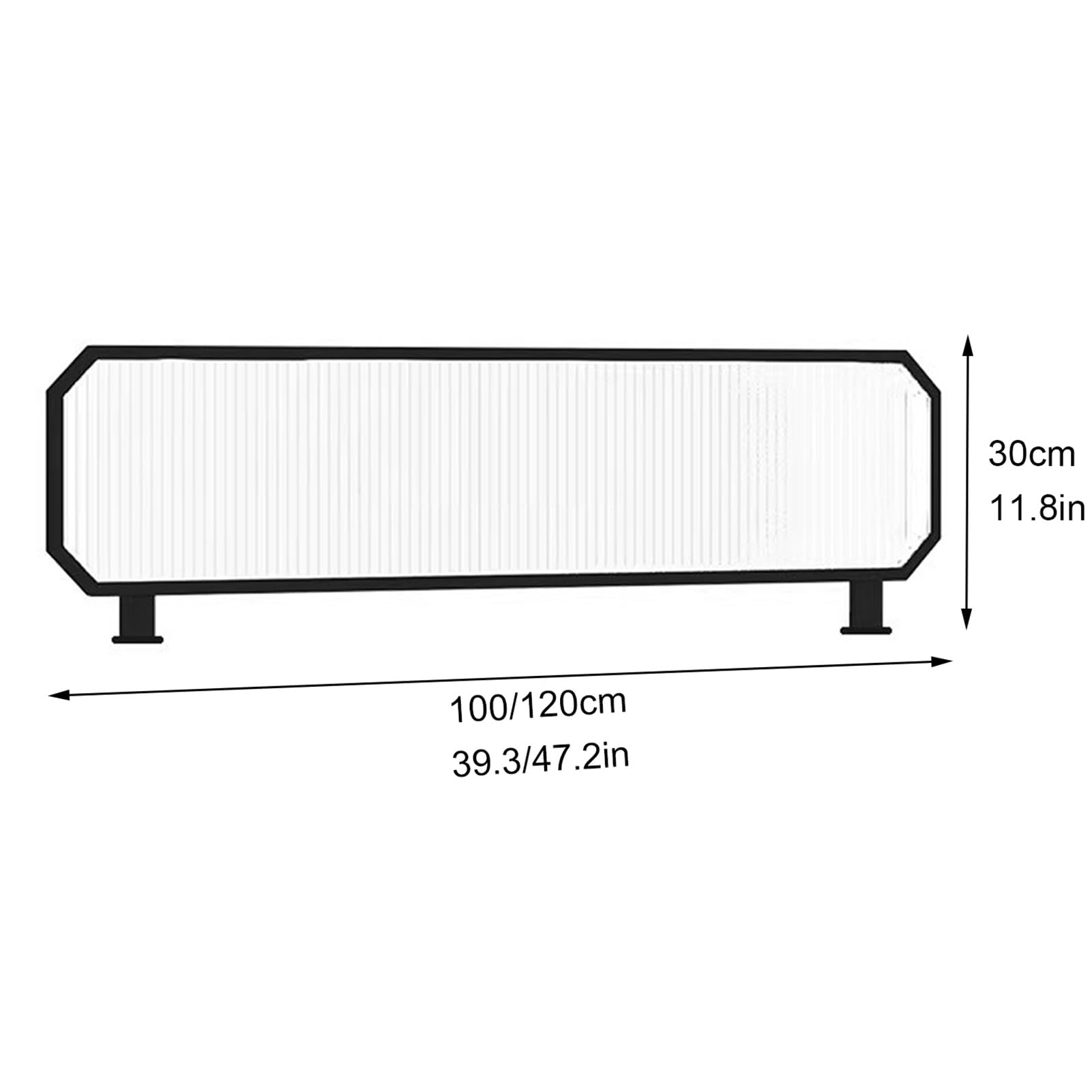 Genérico Mampara de Vidrio con Rayas Negras - Divisor de Comedor de 30 cm de Alto, mampara de privacidad semiprivada para mesas, 120 x 30 cm, Barrera Baja para restaurantes y cafeterías