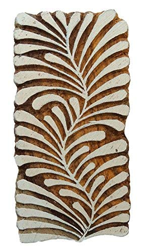 Handcarved Printing Block Wooden Texile Stamp Leaf Brown Stamp Blockprint #TOP7