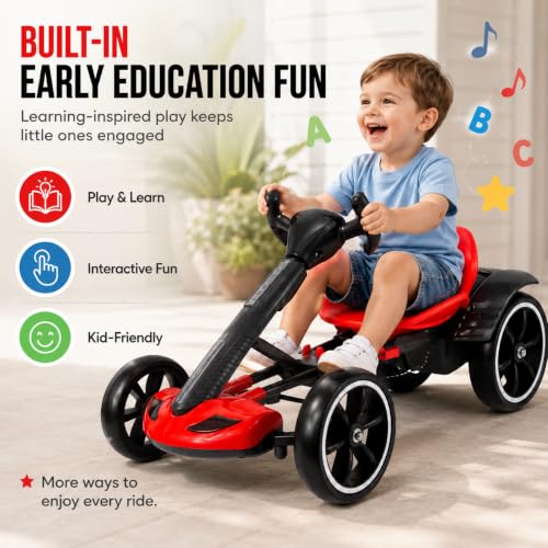 Image of MAOO Electric Go Kart for Kids, Foldable Ride On Toy Car for Toddlers Ages 2-4, Zero Assembly Battery Powered Go Kart with EVA Foam Tires, Adjustable Seat, Steering Wheel, 390 Motor, 3.73 MPH(Red)