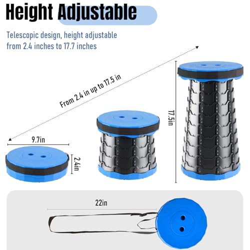 Doseno Upgraded Foldable Stool Thickened, Portable Collapsible Stool, Camping Chairs for Hiking Tours, BBQ, Parties, Outdoor Activities (Blue)