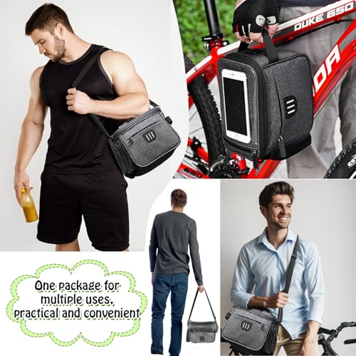 LPZMPZ Fahrradtasche Lenker Vorne 5L Lenkertasche Fahrrad Ebike Wasserdicht Lenkertaschen Bikepacking mit Handyhalterung, Touchscreen Und Abnehmbarer Schultergurt