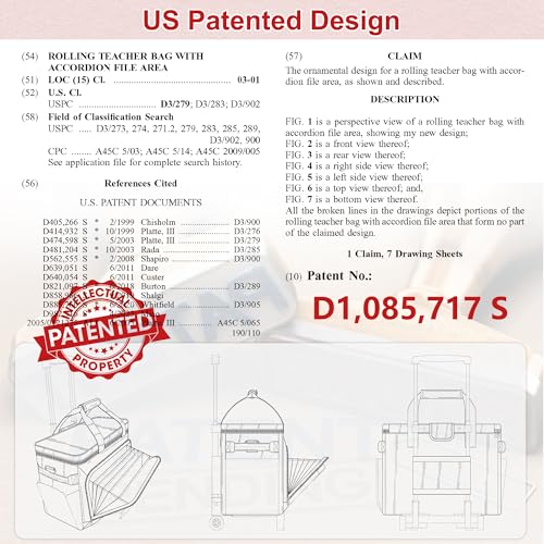 Rolling Teacher Bag with Wheels, Teacher Tote Bag with Detachable Trolley, Fits for 15.6" Laptop(Patent Design)4