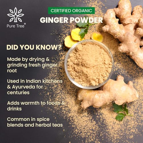Image of Pure Tree Certified Organic Adrak Powder | 100 g | Sonti Dry Sonth Powder - Saunth | Allam Powder Ginger Powder For Cooking | Gluten Free Sukku Podi
