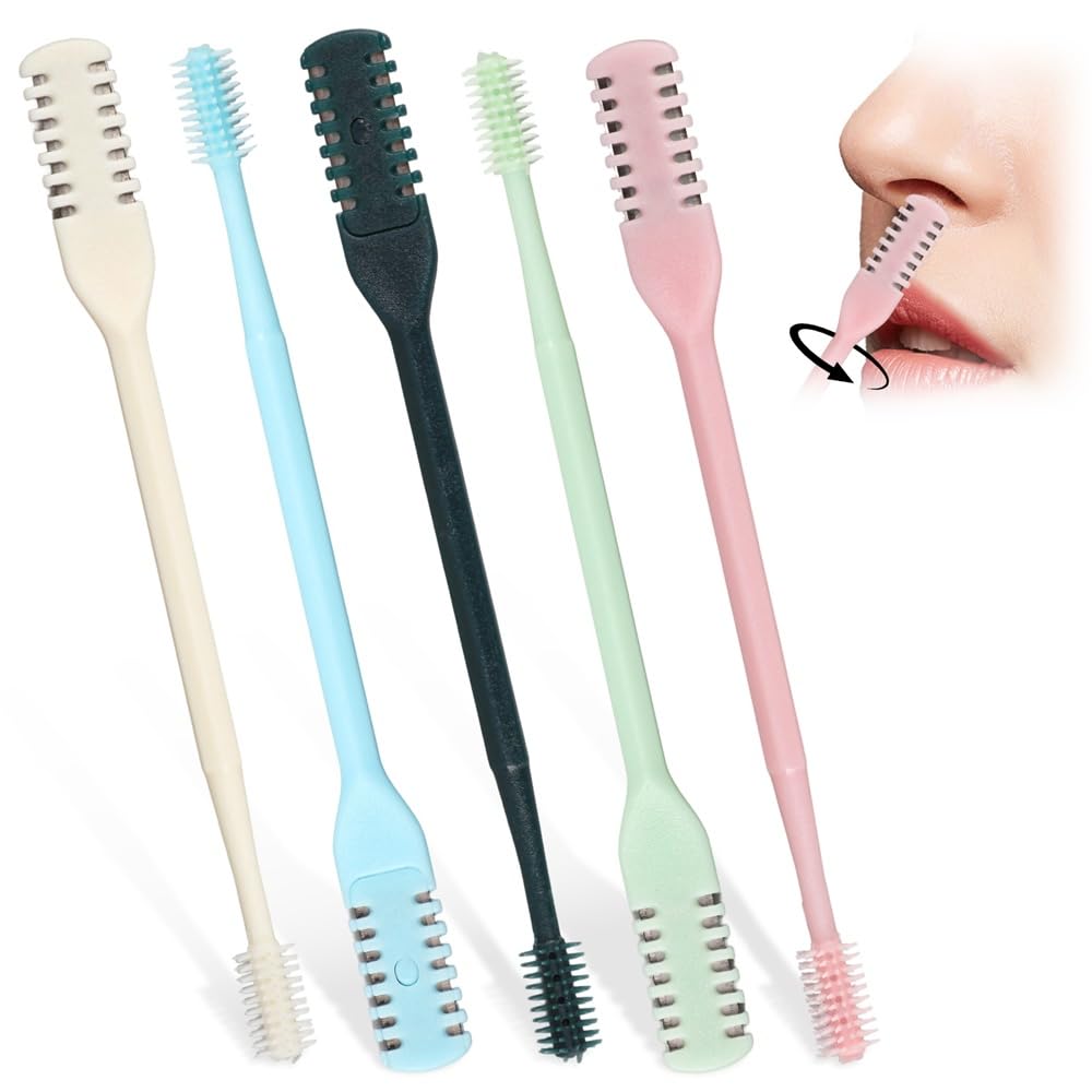 5Pcs Double Sided Nose Knife 2-in-1 Nasal Hair Cutter Comfortable Nose Hair Trimmers for Women Men Nostril Hair