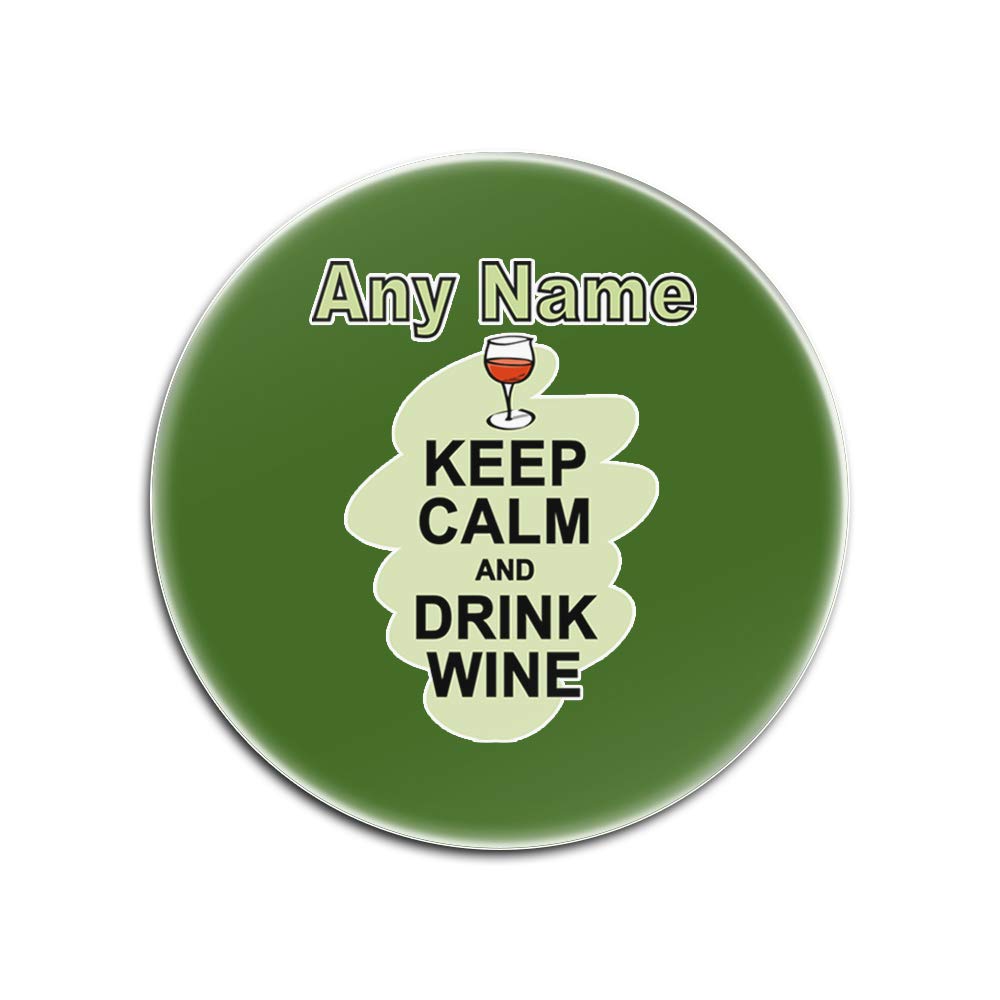 UNIGIFT Personalised Gift - Keep Calm Drink Wine Round Glass Coaster (Food Design Colour) Any Name Message Unique Mat Pad - Carry Poster Party Diet Snack Beer Milk Coffee Tea Chocolate Juice Coke