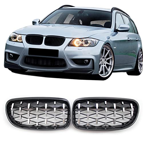Grille de Style Météore BMW 51137201969 pour Série 3 E90 E91 Facelift Calandre Diamant Noir