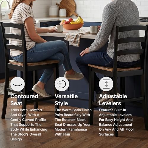 Signature Design by Ashley Counter Height Barstool, Set of 2, Brown/Black - image 9