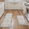 GENIMO Kitchen Mats for Floor 2PCs, Washable Anti Fatigue Mat for Cushioned, 17.3"x47"+17.3"x30", Waterproof Kitchen Rugs, Non Slip Comfort Standing Mat Rug for Home, Sink, Laundry, LightTaupeBrown #5