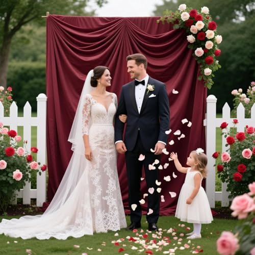 Image of 10ft x 10ft Rust Backdrop Curtains for Parties, Polyester Fabric Backdrop Drapes with Rod Pockets for Weddings, Birthday, Halloween, Photography, Christmas Party Background Curtain, 2 Panels