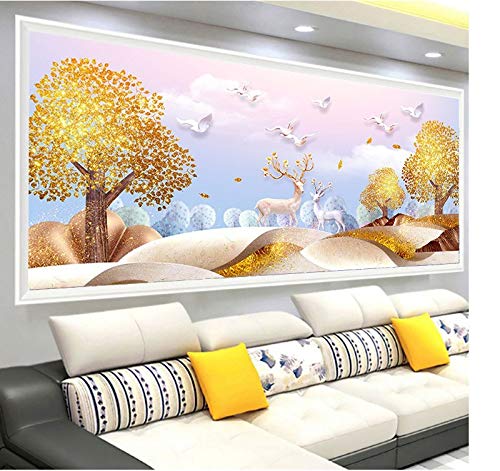 Diamond painting complet arbre d'or pour illuminer votre salon avec un grand format 5D