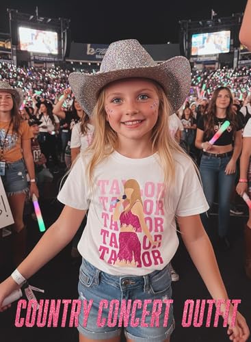 Image of Girl Country Music T-Shirt - Kids Singer Letters Graphic Birthday Shirts Gifts Fan Song Tour Concert Outfit Top
