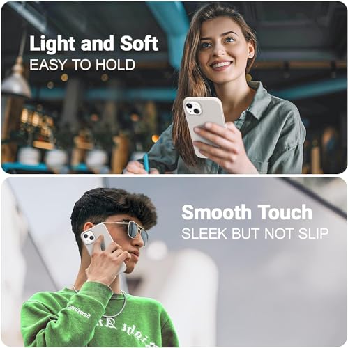 Image of DIZORO Microfiber Candy Case Compatible for iPhone 13 / iPhone 14 6.1 Inch Shockproof Slim Back Cover Liquid Silicone Case - Off White