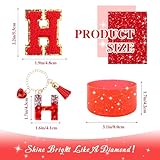 Lingdeer Red Cup Accessories Set for Stanley 30OZ & 40OZ Tumbler with Handle, Letter Charms, Bow & Diamond Straw Covers, Glitter Silicone Boot, Personalized Sticker for Stanley Cup Accessories (H)