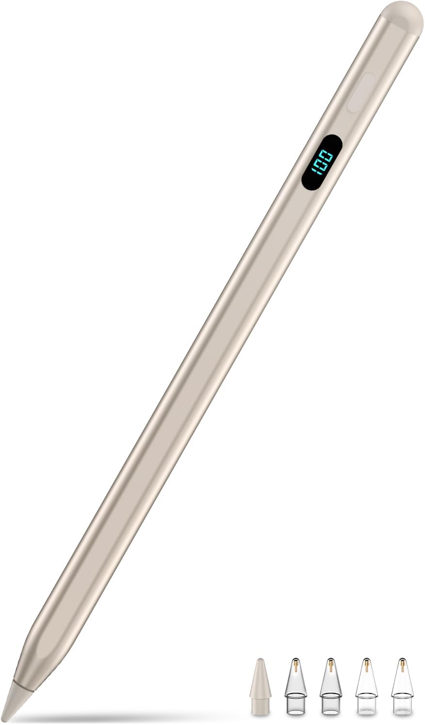 Pencil for iPad with Magnetic&5 Extra Tips,USB-C Faster Charge,Stylus Pen Compatible with iPad 6-11th/A16,Air M3/M2/3-5th,Pro M4/11/12.9/13inch,Mini 5th-7th/A17Pro(Starlight)