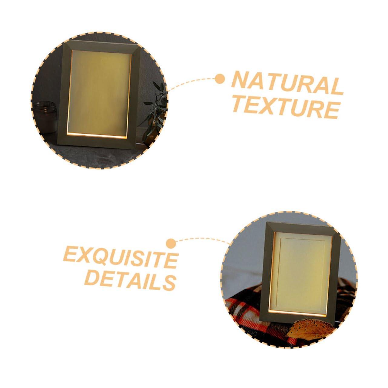 LIFKOME Marco de Fotos LED de Mesa 2 Piezas Luz Nocturna Cálida USB Marco de Madera Maciza 170x130 Mm Iluminado por LED para Decoración del Hogar