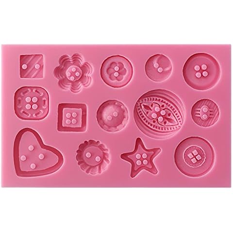 Food use grade sugarcraft assorted NOVELTY BUTTONs Silicone Mould, Sugarcraft Food Grade Icing lace Mould, non stick Sugar paste, Chocolate, Fondant, Butter, Resin, Cabochon, Polymer Clay, fimo, gum paste, PMC, Wax, Soap Mold, 10.7x7.5x1.4cm Cover