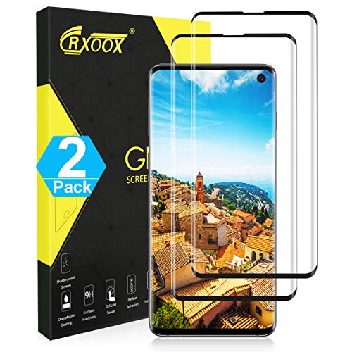 CRXOOX Vetro Temperato per Samsung Galaxy S10, [3D Full Coverage] [Compatibile con Fingerprint Reader] - Anti Graffio Facile da installare [Senza Bolle d'Aria] [3D Touch / 9H Durezza] -Negro