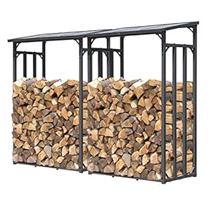QUICK STAR 2 stuks metalen brandhoutrek antraciet 130 x 70 x 185 cm tuin brandhoutopslag 3,2 m3 / 4-5 SRM…