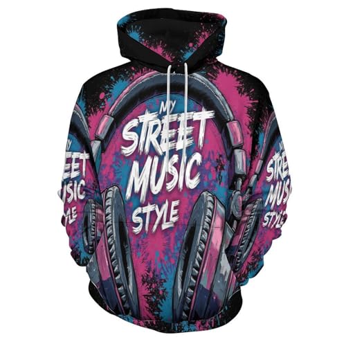 Sweat à Capuche Imprimé 3D Écouteurs de Rue Unisexe Style Harajuku