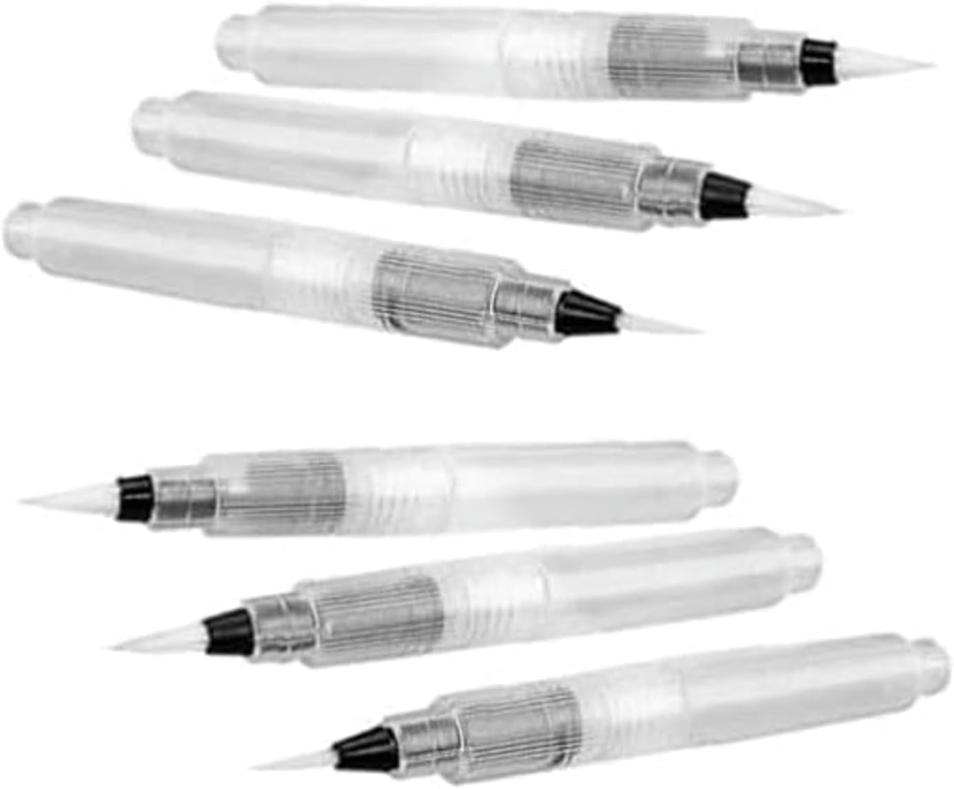 Opemg White 6 Pcs Water Coloring Brush Pens, Aqua Pen Brush For Watercolor Painting, Water Soluble Pencil, Markers, Solid Colors Or Powdered Pigment, Paintbrush Sets (12Cm)