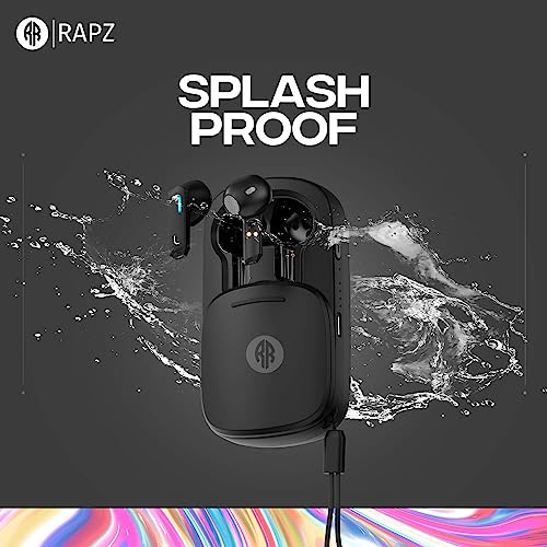 Image of Rapz BOOMPODS 3-in-1 Wireless Bluetooth v5.0 with 60 Hours Playtime with C-Type Fast Charging Port, Built-in LED Torch (Black)