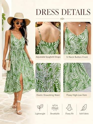 Image of BROVAVE Women's 2026 Summer Casual Boho Sundress Spaghetti Strap Midi Dress