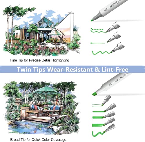 Anngrowy 80 Colors Alcohol Markers For Adult Coloring Double Tipped Art Markers Set For Artists/Kids Coloring Drawing Sketch Dual Tip Alcohol Based Marker Art Set Bonus 1 Colorless Blender Marker #TOP2