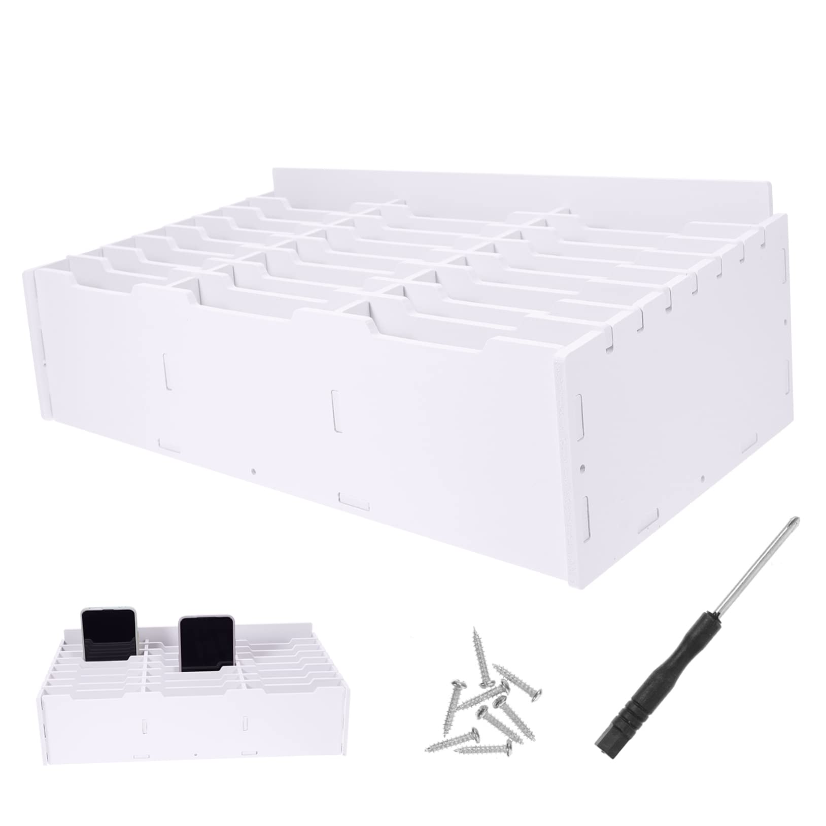 POPETPOP Caja de Almacenamiento Múltiples Compartimentos para Teléfonos Móviles Organizador de Escritorio para Aulas y Oficinas Estuche Dividido Resistente y Duradero para y Exhibición de