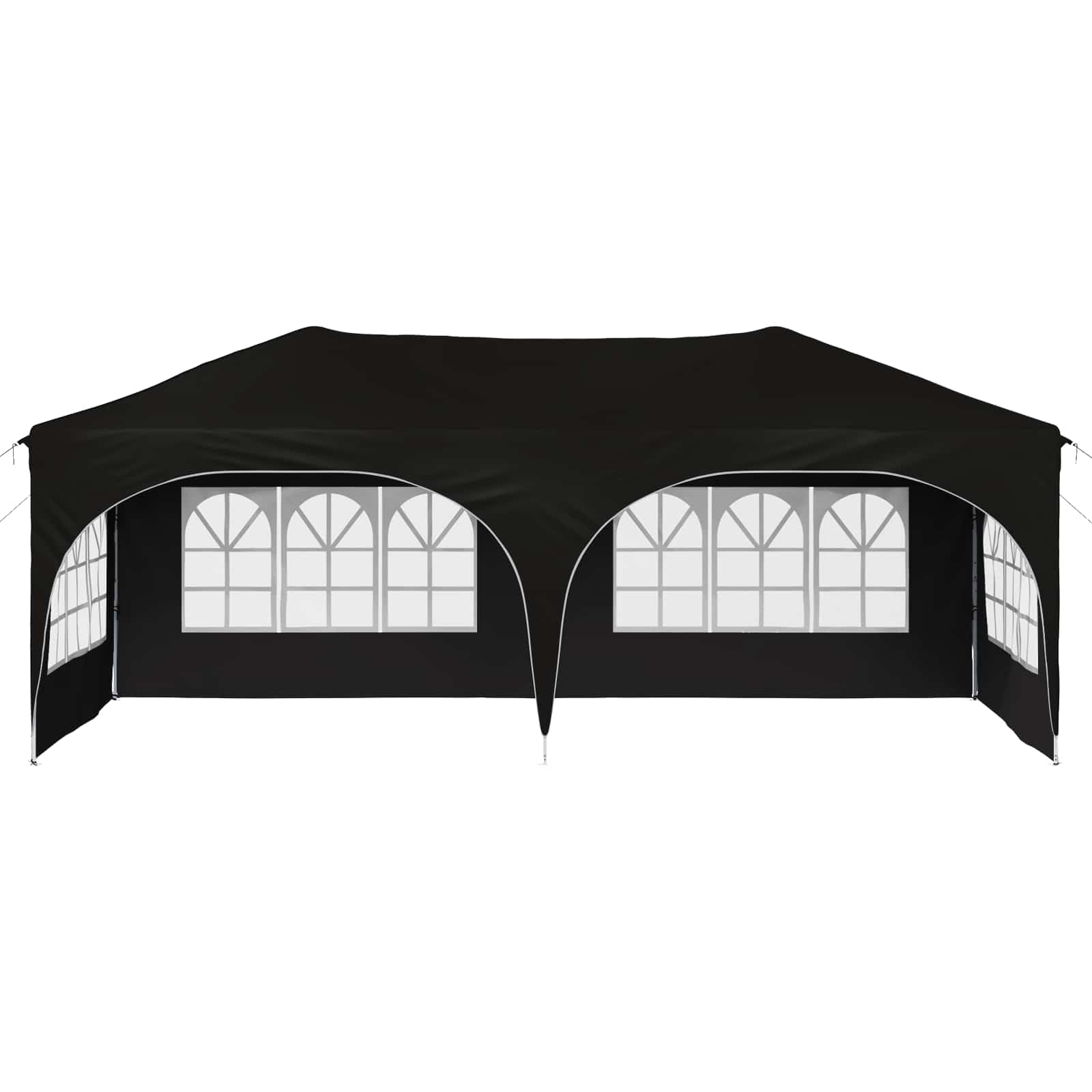 Namiot imprezowy Pop-up z wytrzymałego materiału Oxford, 575 x 288 x 245 cm, czarny, składany i składany, z ochroną UV i wodą, stabilny namiot ogrodowy do użytku na zewnątrz, na kemping i