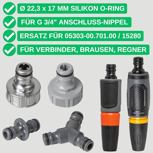 Replacement seals mix set, 24 pieces, for G 3/4" inch garden system parts, compatible with Gardena 26.5 mm tap connector - Image 3