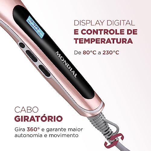 MONDIAL Escova Alisadora, Golden Rose, 30W,... glide