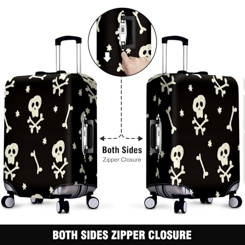 Travel Luggage Cover Suitcase Protector Scratch-Resistant Fit Not Included Suitcase Halloween Skull XL-30-32in2
