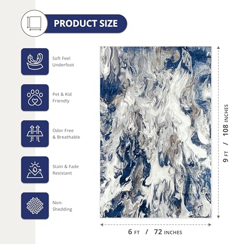 Tapete Abani Blue 6' x 9' con diseño abstracto miniatura 2