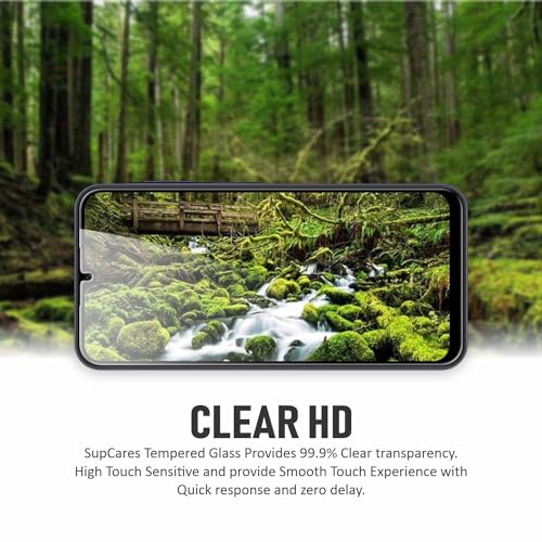Image of SupCares Tempered Glass for Samsung Galaxy A25 and Galaxy A24 (6.5 Inch) With Installation Kit | Military-Grade Gorilla Screen Protector | Edge to Edge Coverage | Black