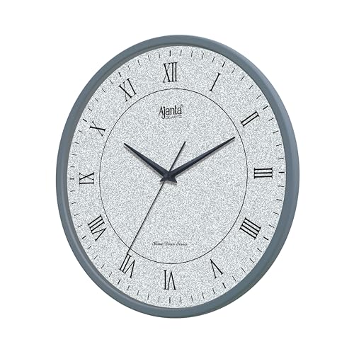 Image of Ajanta Home Decor Series 10007 Wall Clock - 32cm Truly Grey Modern Design - Real Silent Sweep Movement - Non-Ticking & Accurate- Protective Doom Glass - Ideal for Living Room & Office