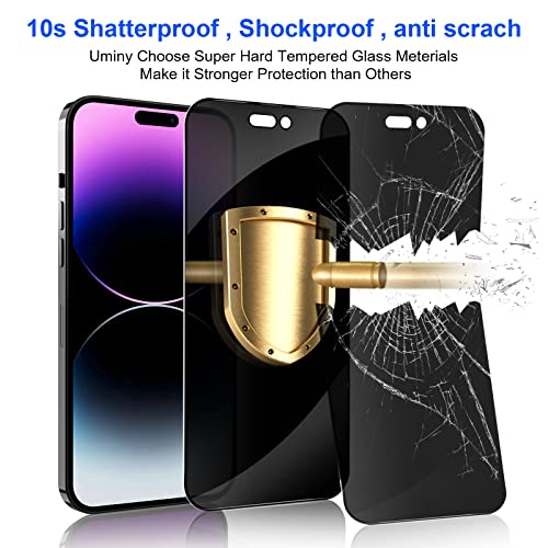 Uminy Privacy Screen Protector Compatible With Iphone 14 Pro Max 6.7'' - 2 Pack Privacy Tempered Glass Screen Protector, Full Coverage, Bubble Free, Case Friendly, Installation Frame, [Anti-Spy] #TOP6