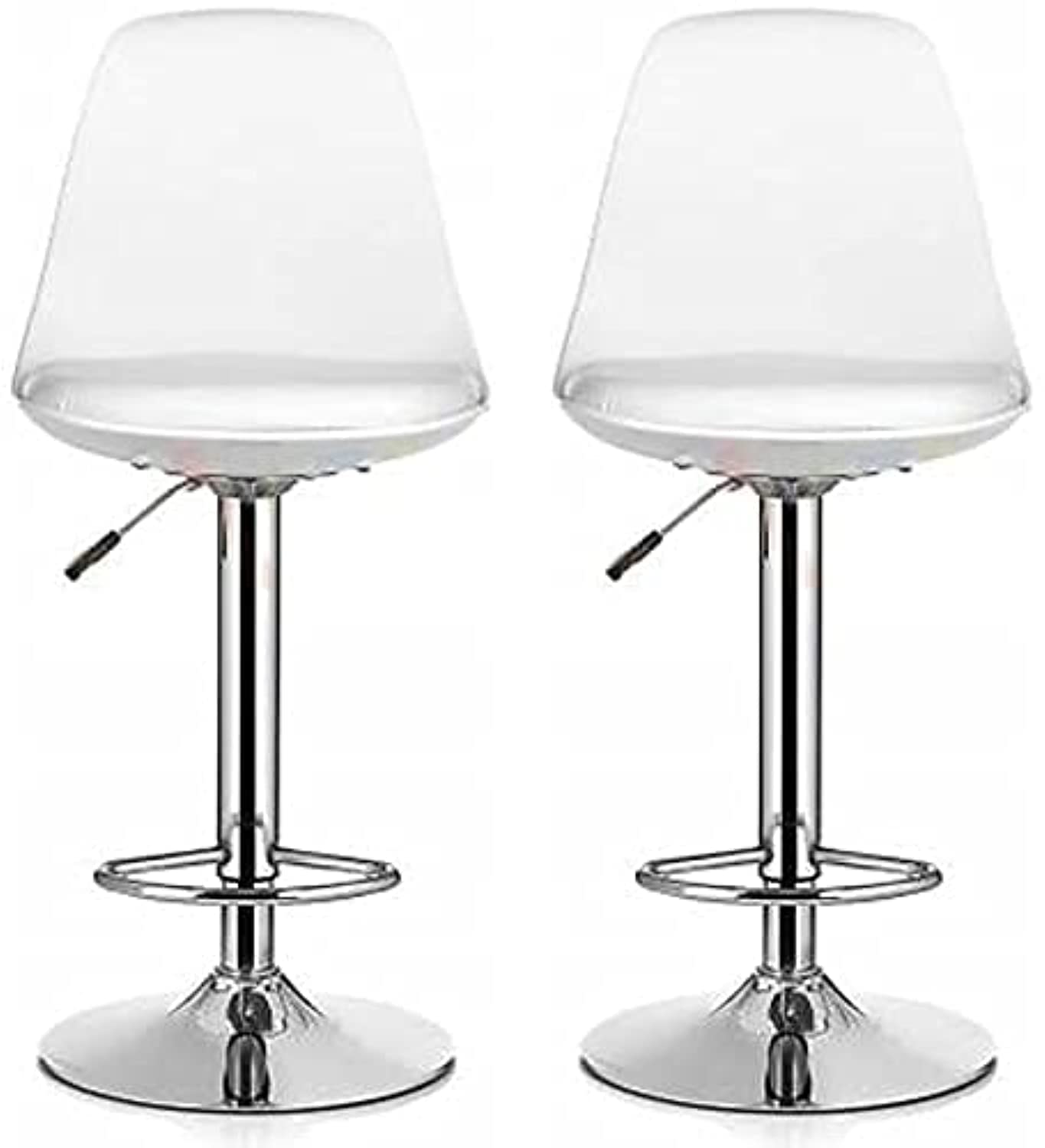 A AWF AL WADI FURNITURE SINCE 1991 Set Of 2 Adjustable Fiber Back Bar Chair with Cushioned Seating Bar Stool Comfortable Swivel Chair With Metal Base And Footrest (White)