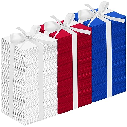 Buryeah 100 Pieces 10 x 10 Inches Cotton Fabric Squares Precut Quilting Fabric Bundles Solid Colors Layer Cakes Quilt Material for DIY Craft Sewing Embroidery(Red, White, Blue)