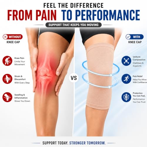 Image of Flamingo Knee Cap for Sports, Gym & Running | Compression Knee Support for Knee Pain Relief & Arthritis | Men & Women | Beige | Size - XXXL