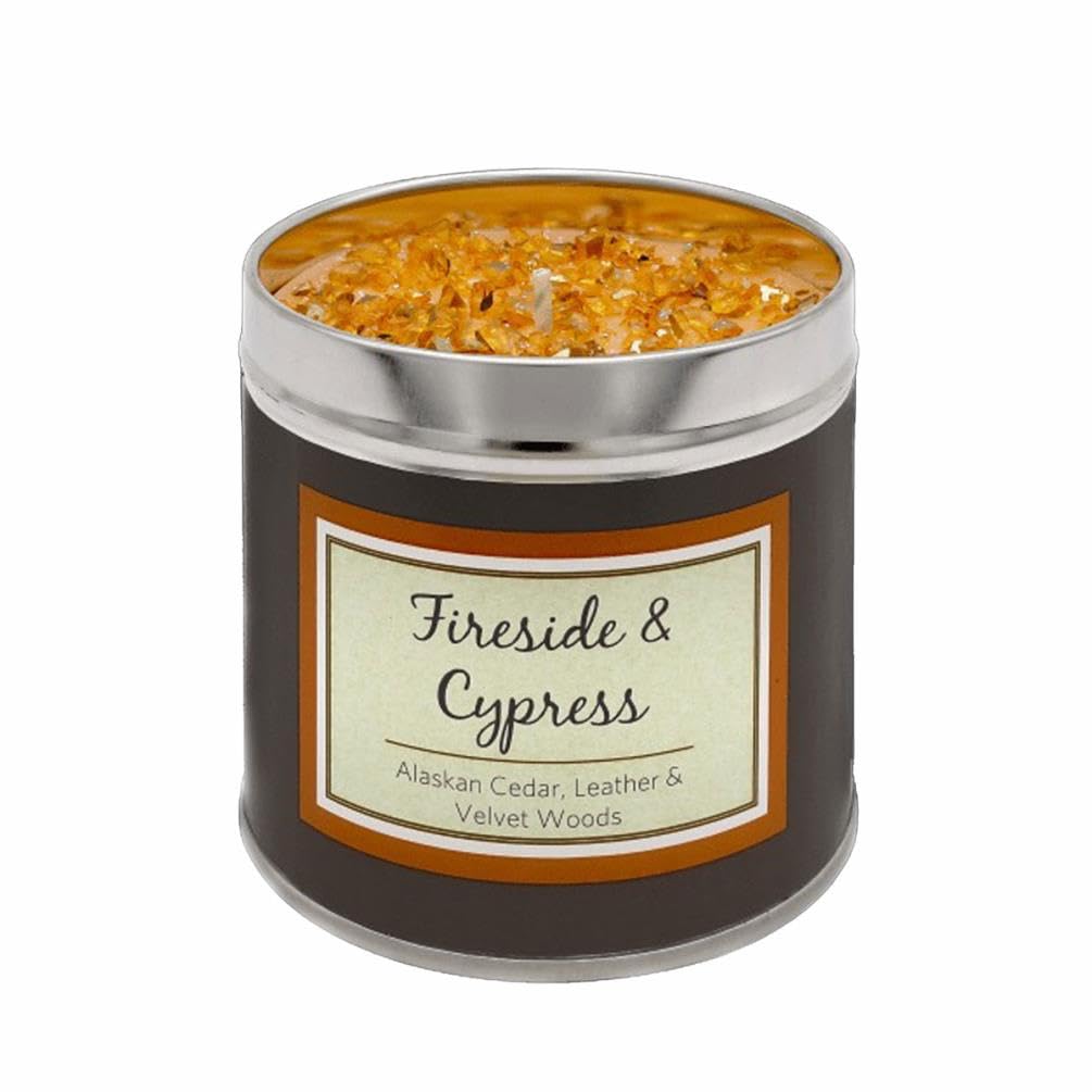 Best Kept Secrets Highly Scented Handmade Tin Candle FIRESIDE & CYPRESS autumnal