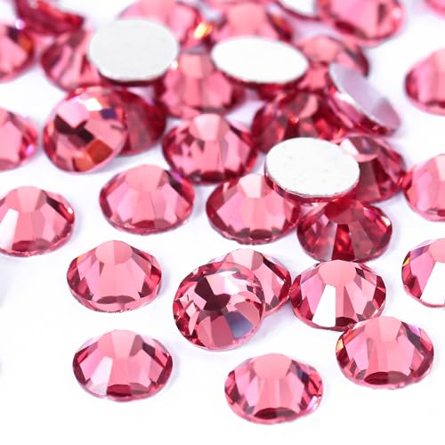 Image of Rhinestones Non Hotfix Flatback Rhinestones for Crafts Glass Nail rhinestones Nail Gems Crystals Rhinestones for Makeup Bags Shoes Decoration DIY(SS20,1440pcs,Rose)
