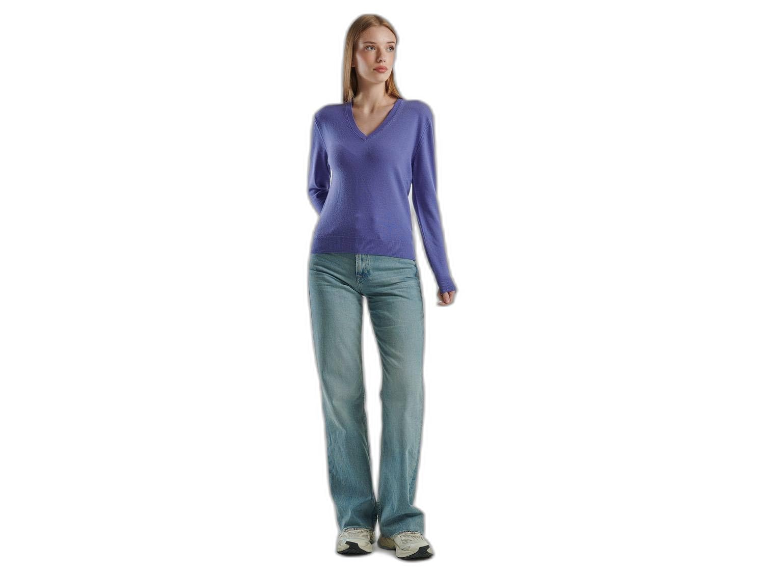 United Colors of Benetton Maglia Scollo V M/L 1002d4488 Maglione Donna (Pacco da 1)