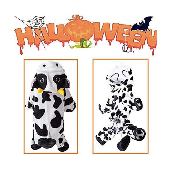 Dog cow costume - adorable halloween dog costumes cow style hoodie soft and comfortable jumpsuits for small dog white - image 4